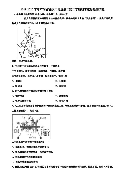 2019-2020学年广东省肇庆市地理高二第二学期期末达标检测试题含解析