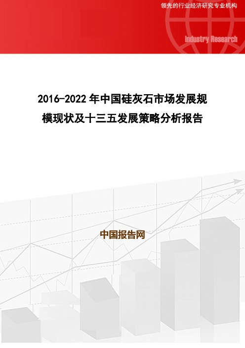 2016-2022年中国硅灰石市场发展规模现状及十三五发展策略分析报告