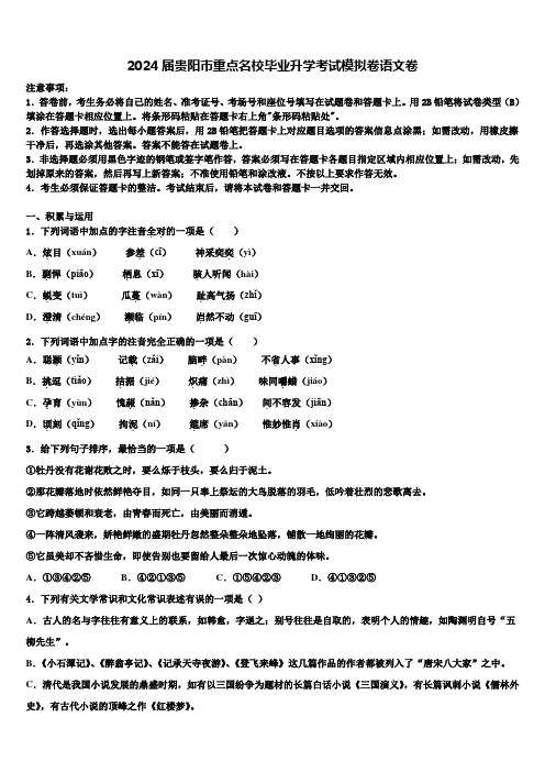 2024届贵阳市重点名校毕业升学考试模拟卷语文卷含解析