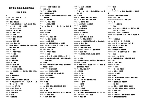 初中英语课程标准五级词汇表1500(背诵版)