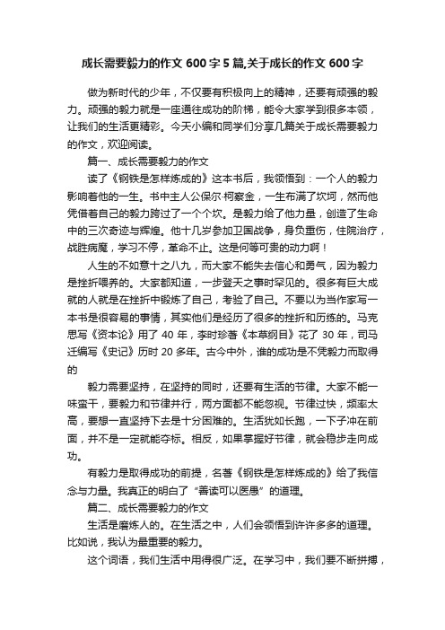 成长需要毅力的作文600字5篇,关于成长的作文600字