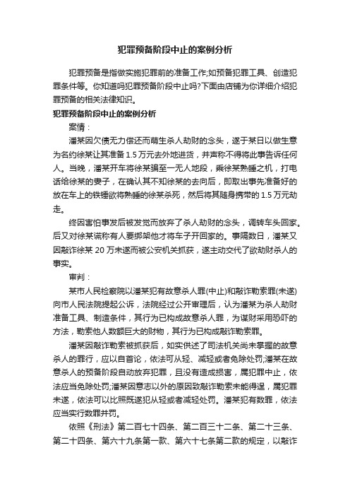 犯罪预备阶段中止的案例分析