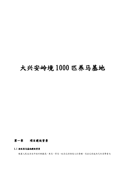 大兴安岭境内1000匹养马基地实施计划方案