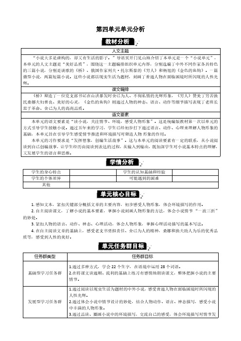 统编版语文六年级上册【教案】第四单元小学语文教案六上第四单元分析