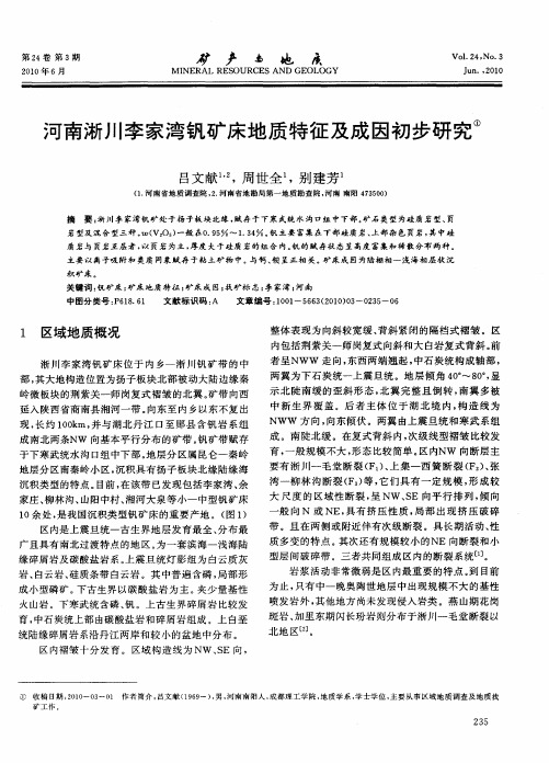 河南淅川李家湾钒矿床地质特征及成因初步研究