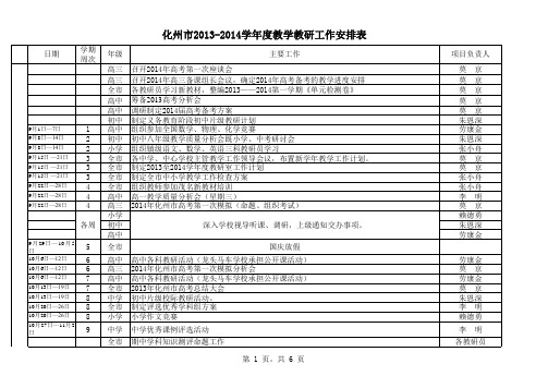 2013至2014年教研工作计划(正式版)