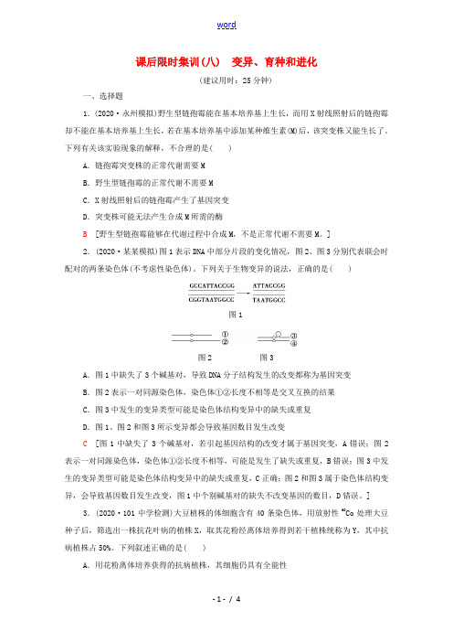 高考生物二轮复习 课后限时集训8 变异、育种和进化(含解析)-人教版高三全册生物试题