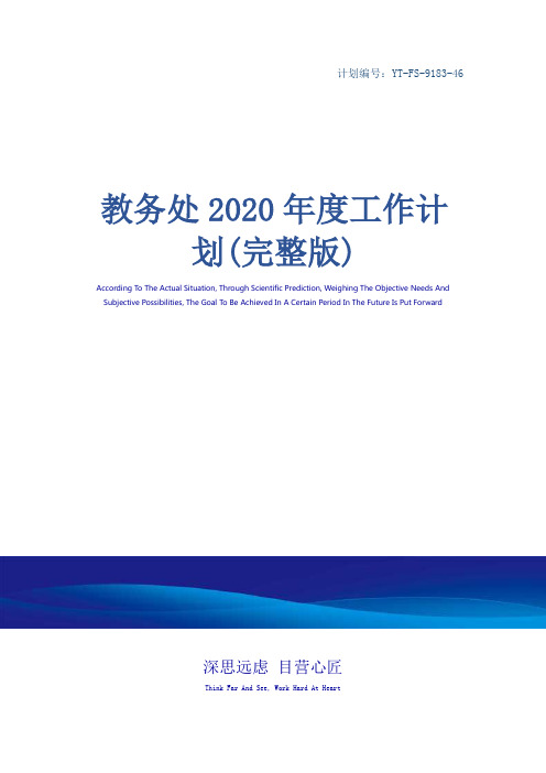 教务处2020年度工作计划(完整版)