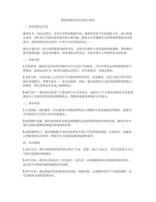 篮球训练营项目创业计划书