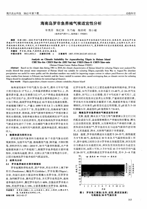 海南岛罗非鱼养殖气候适宜性分析