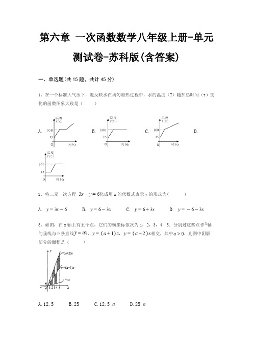 第六章 一次函数数学八年级上册-单元测试卷-苏科版(含答案)