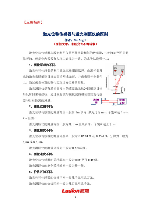 激光位位移传感器器与激光光测距仪仪的区别