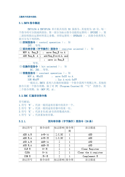 义隆单片机指令