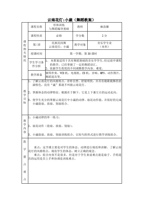 形体训练与舞蹈编导基础第九节 云南花灯小崴-教案