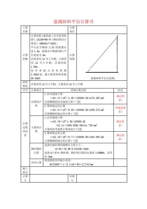 悬挑卸料平台计算书35kn