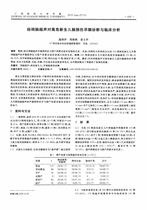 经颅脑超声对高危新生儿脑损伤早期诊断与临床分析