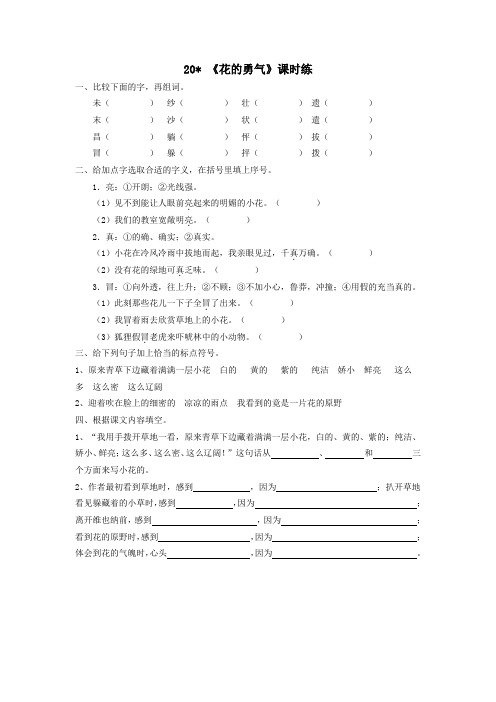 四年级下语文课时练   19花的勇气