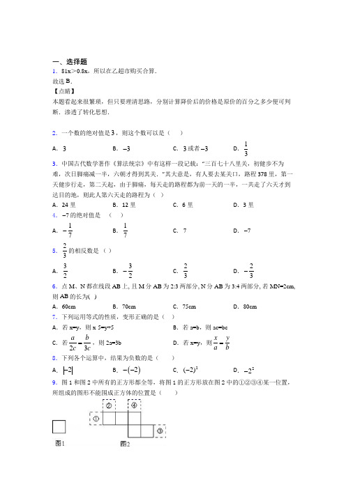 上海临港第一中学初中数学七年级上期中经典测试卷(培优)