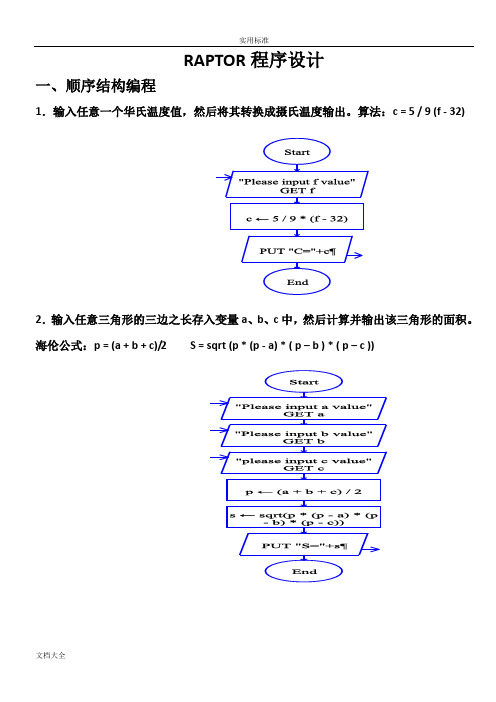 RAPTOR程序设计例题参考问题详解