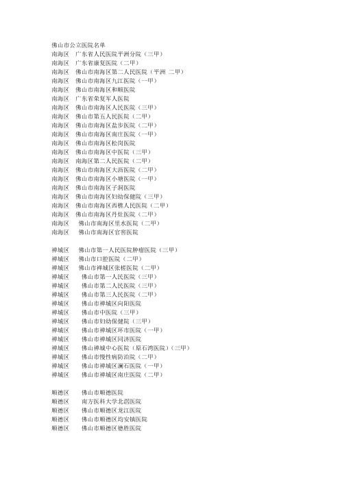 佛山市公立医院名单