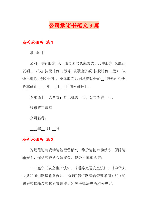 公司承诺书范文9篇