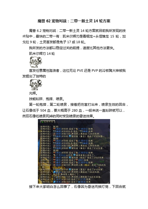 魔兽62宠物对战：二带一新土灵14轮方案