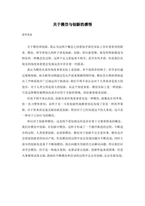 关于模仿与创新的感悟