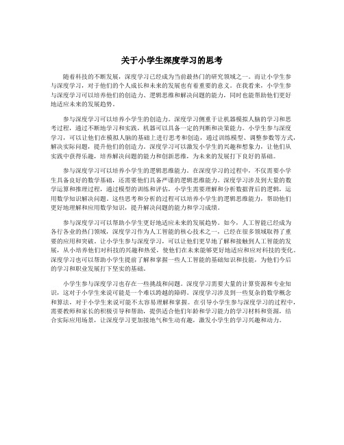 关于小学生深度学习的思考