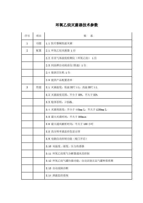 环氧乙烷灭菌器技术参数