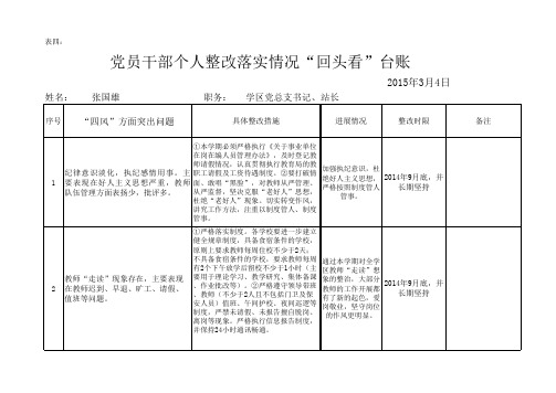 表四：党员干部个人整改落实台账