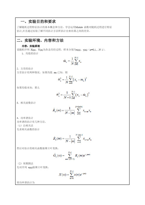 统计信号分析与处理实验报告