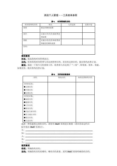 时间管理(高效职业人士必备技能)工具表单