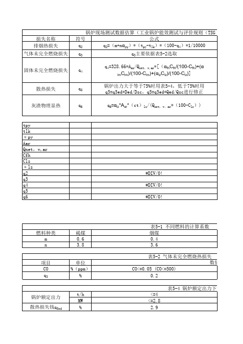 锅炉现场测试计算