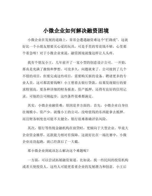 小微企业如何解决融资困境