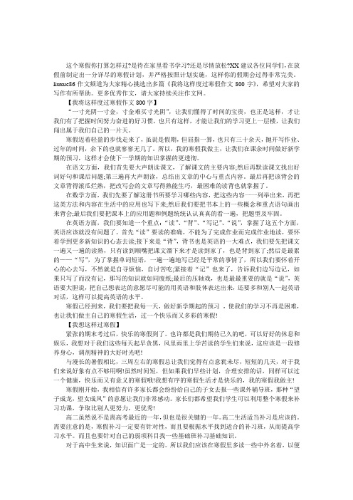 我将这样过寒假作文800字,我的寒假计划,寒假打算作文