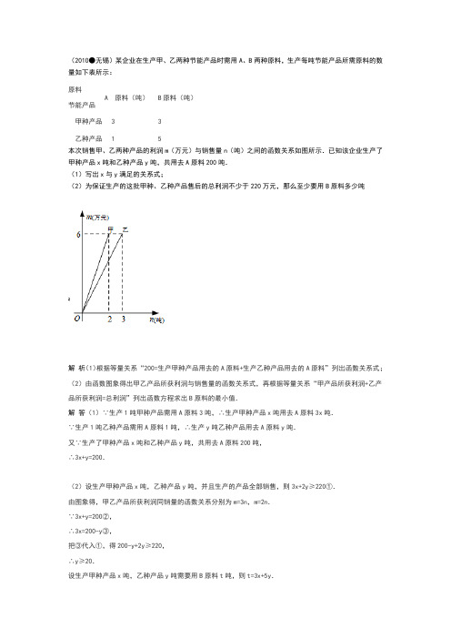 某企业在生产甲、乙两种节能产品时需用A、B两种原料