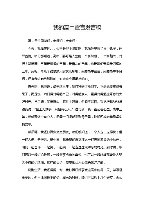 我的高中宣言发言稿