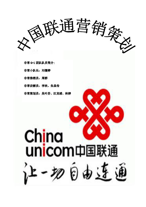 中国联通营销策划书完整版讲课讲稿