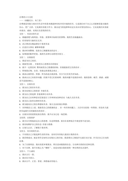 自尊的六大支柱