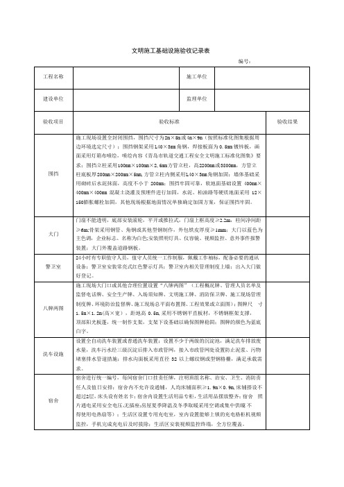 文明施工基础设施验收记录表