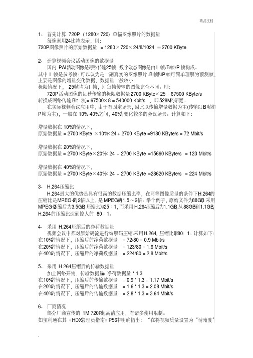 视频监控行业常用标准带宽计算