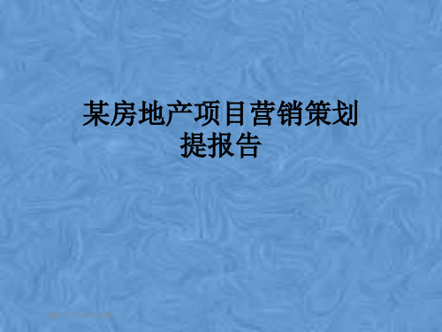 某房地产项目营销策划提报告