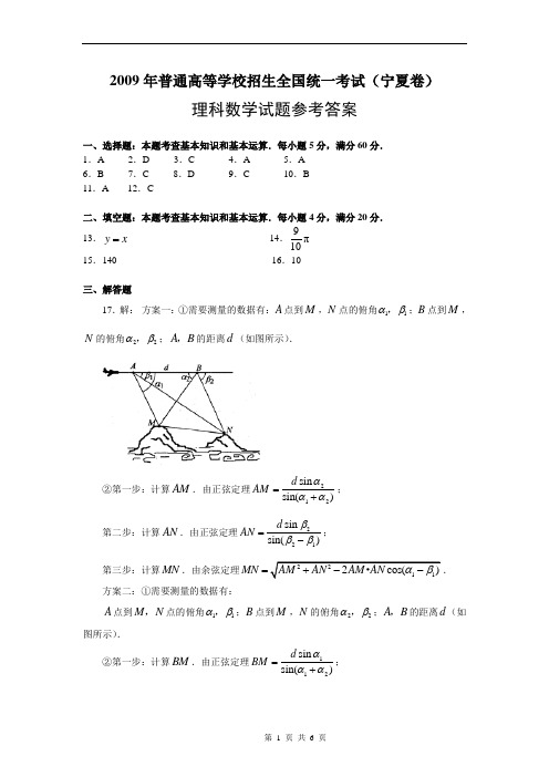 da2009年高考数学(宁夏)理