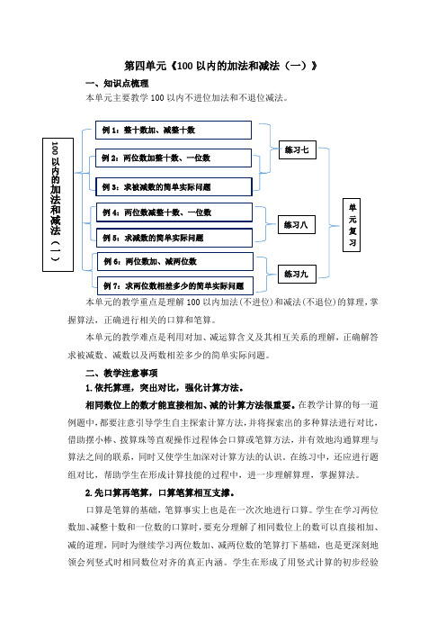 (苏教版)一年级下册第4单元知识点整理