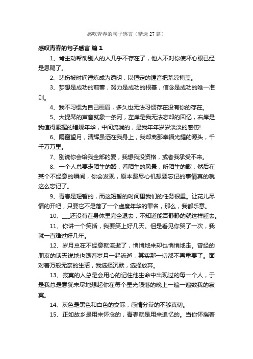 感叹青春的句子感言（精选27篇）