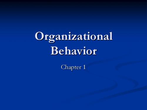 mChapter 1 - Organizational Behavior