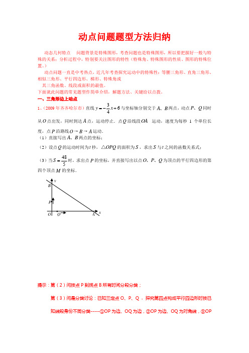 动点问题题型方法归纳