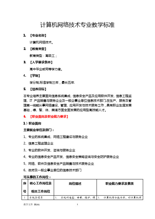 计算机网络技术专业培养方案