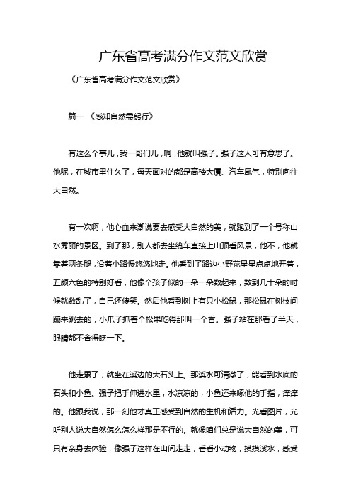 广东省高考满分作文范文欣赏