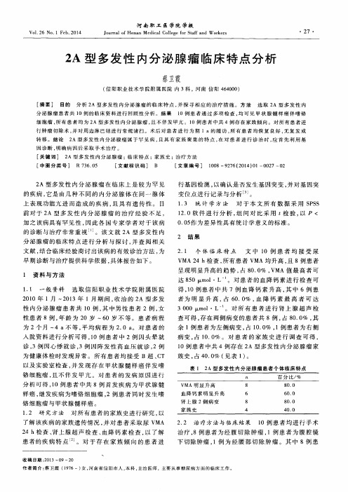 2A型多发性内分泌腺瘤临床特点分析